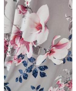 Elastyczna dzianina Jersey ze wzorem - biało/ różowe magnolie